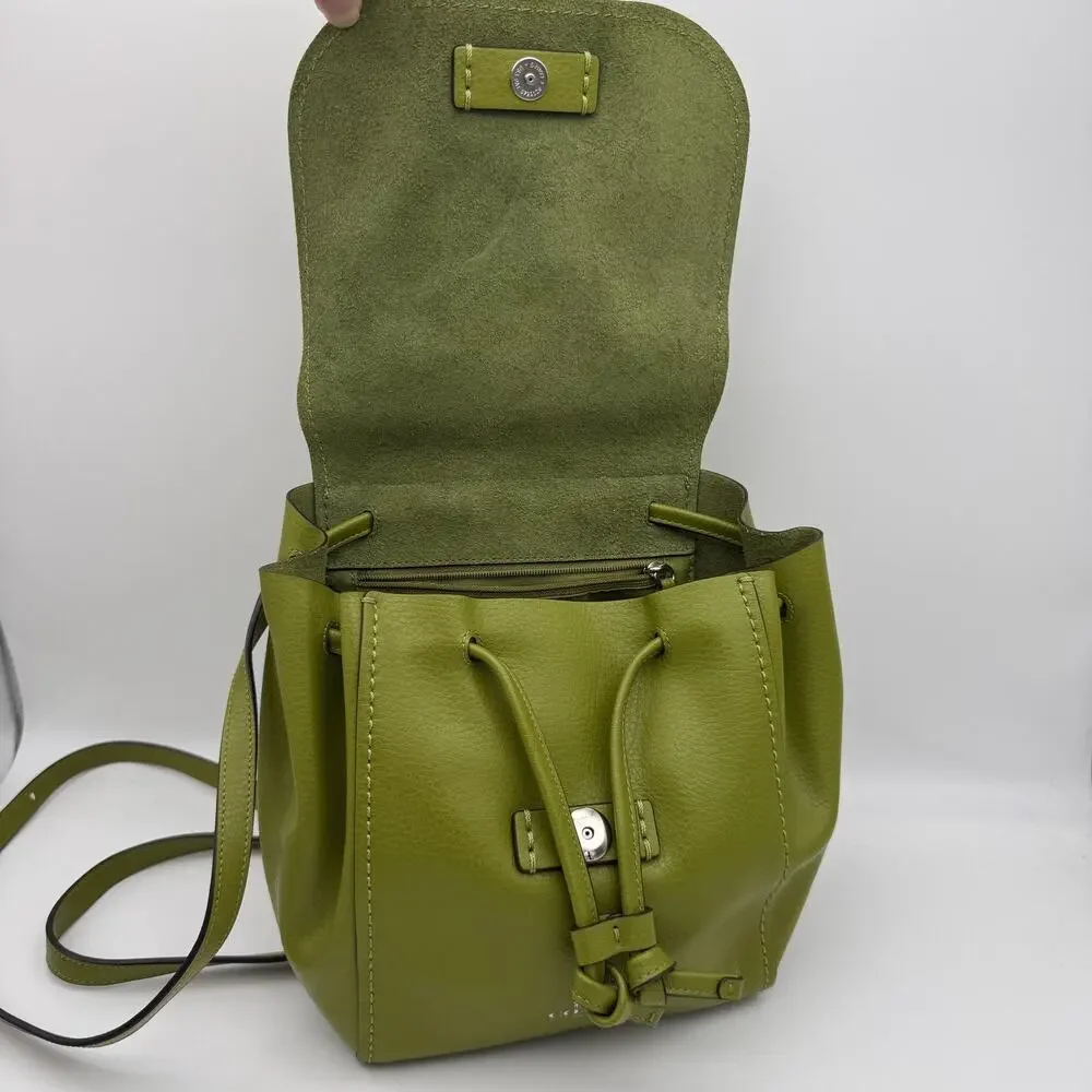 Coach Derby Backpack Green Pebble Leather Drawstring Purse Bag F59819 Rare